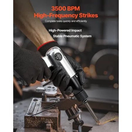 VEVOR Air Hammer, 3500BPM Pneumatic Hammer with 70mm Stroke & 4PCS Chisels Round Shank, Pistol-Grip Compact Air Chisel Pneumatic