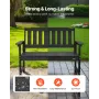 Outdoor Bench, 128 cm, 363 kg Weight Capacity for 2-3 Persons, Weatherproof Plastic Frame with Backrest and Wide Armrests, Outsi