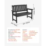Outdoor Bench, 128 cm, 363 kg Weight Capacity for 2-3 Persons, Weatherproof Plastic Frame with Backrest and Wide Armrests, Outsi