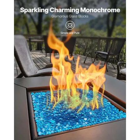Fire Glass, 10 lbs / 4.5 kg High-Temperature Resistant Fireplace Rocks, 3/4-Inch / 19.05 mm Reflective Firepit Glass Beads, High