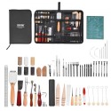 Leather Working Tools Kit 59 PCS Engraving Punching Stamping Sewing Tools