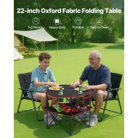 VEVOR Folding Camping Table, Portable Outdoor Lightweight Picnic Table, 600D Oxford Fabric Waterproof Canvas Travel Beach Tables