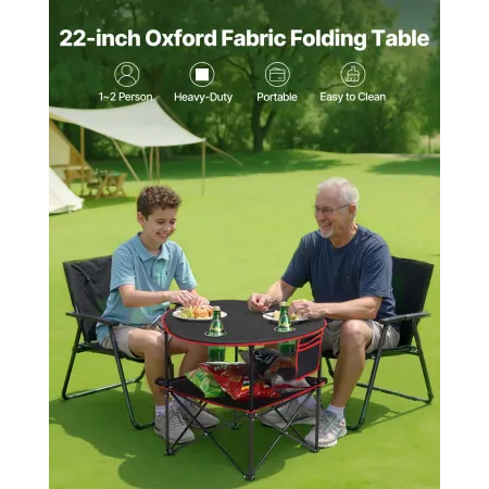VEVOR Folding Camping Table, Portable Outdoor Lightweight Picnic Table, 600D Oxford Fabric Waterproof Canvas Travel Beach Tables