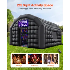 VEVOR Inflatable Nightclub, 5 x 4 x 3.8 m Inflatable Party Tent with 680W Blower & Sandbag, Ventilated Blow up Night Club with 2