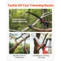 Manual Pole Saw, 118-809.3 cm Extendable Pole Tree Pruner with Scissors, Sharp 65Mn Steel Blade, Lightweight Fiberglass Handle P
