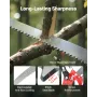Manual Pole Saw, 118-809.3 cm Extendable Pole Tree Pruner with Scissors, Sharp 65Mn Steel Blade, Lightweight Fiberglass Handle P