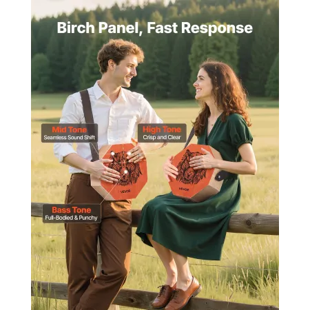 VEVOR Unique Cajon Box Drum, with Internal  Guitar Strings, Portable Wooden Percussion Box, Birch Wood Drum Musical Instrument w