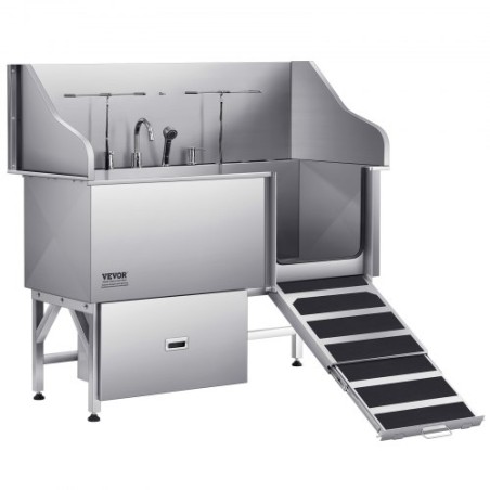 155 cm Dog Grooming Bath Tub Stainless Steel w Ramp Water Filter