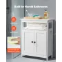 Bathroom Floor Cabinet, 3-Tier, Wooden Storage Organizer with 2 Doors and Adjustable Shelf, Modern Bathroom Furniture Home Decor