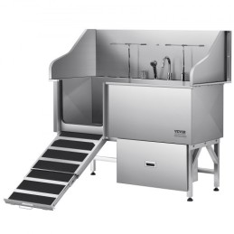155 cm Dog Grooming Bath Tub Stainless Steel w Ramp Water Filter Left