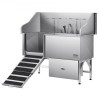 155 cm Dog Grooming Bath Tub Stainless Steel w Ramp Water Filter Left