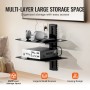 2-Tier Glass Floating Shelves Holds up to 18 lbs TV Wall Mount with Shelf