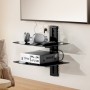 2-Tier Glass Floating Shelves Holds up to 18 lbs TV Wall Mount with Shelf