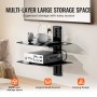 2-Tier Glass Floating Shelves Holds up to 18 lbs TV Wall Mount with Shelf