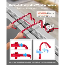 VEVOR Fire Escape Ladder, 5-6 Story 15.24m Retractable Emergency Fire Ladder, Lightweight Aluminum Alloy Safety Escape Ladders w