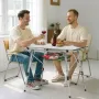 Folding Camping Table, Portable Roll Up Side Tables, Lightweight Aluminum Beach Table with Adjustable Height, Top Mesh Layer and