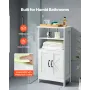 Bathroom Floor Cabinet, 4-Tier, Wooden Storage Organizer with 2 Doors and Adjustable Shelf, Modern Bathroom Furniture Home Decor