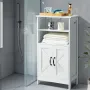 Bathroom Floor Cabinet, 4-Tier, Wooden Storage Organizer with 2 Doors and Adjustable Shelf, Modern Bathroom Furniture Home Decor