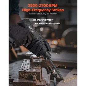 Air Hammer, 2500-2700BPM Pneumatic Hammer with 70mm Stroke & 4PCS 170mm Long Barrel Chisels, Pistol-Grip Compact Air Chisel Pneu