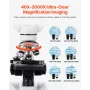 VEVOR Binocular Microscope for Adult, Professional Compound Microscope Kit with 40-2000X Magnification, Aluminum Alloy Body, Inc