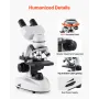 VEVOR Binocular Microscope for Adult, Professional Compound Microscope Kit with 40-2000X Magnification, Aluminum Alloy Body, Inc