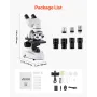 VEVOR Binocular Microscope for Adult, Professional Compound Microscope Kit with 40-2000X Magnification, Aluminum Alloy Body, Inc