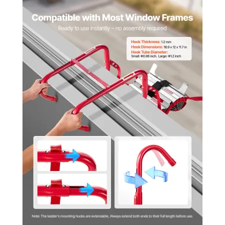 VEVOR Fire Escape Ladder, 3-Story 7.62m Retractable Emergency Fire Ladder, Lightweight Aluminum Alloy Safety Escape Ladders with