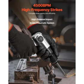 VEVOR Air Hammer, 4500BPM pneumatisk hammer med 40 mm slaglængde og 4 STK mejsler rundt skaft, letvægts og kompakt