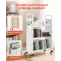 VEVOR rullende biblioteksbogsvogn, 150 kg Kapacitet, 77 x 38 x 122 cm biblioteksvogn, enkeltsidede V-formede hylder med 76,2 mm