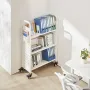 Rolling Library Book Cart, 150 kg Capacity, 77 x 38 x 122 cm Library Cart, Single Sided V-Shaped Shelves with 76.2 mm Lockable W
