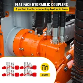 Hydraulic Quick Connect 1/2 Body with 1/2" NPT Thread Hydraulic Coupler 4 Pairs Hydraulic Coupling Quick Connect 45.5 L/min