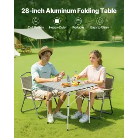 VEVOR Folding Camping Table, Portable Roll Up Side Tables, Small Lightweight Aluminum Beach Table, Compact with Carry Bag, for O