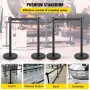Crowd Control Stanchion, Set of 4 Pieces Stanchion Set, Stanchion Set with 6.6 ft/2 m Black Retractable Belt, Black Crowd Contro