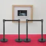 Crowd Control Stanchion, Set of 4 Pieces Stanchion Set, Stanchion Set with 6.6 ft/2 m Black Retractable Belt, Black Crowd Contro