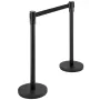 Crowd Control Stanchion, Set of 4 Pieces Stanchion Set, Stanchion Set with 6.6 ft/2 m Black Retractable Belt, Black Crowd Contro