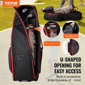VEVOR Golf Rejsetaske, Udendørs blødsidet Golf Rejsebetræk, Heavy Duty 1800D Polyester Oxford Slidfast Vandtæt, Padde