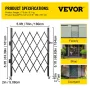 Single Folding Security Gate, 180 × 155 cm(W × H) Folding Door Gate, Steel Accordion Security Gate, Flexible Expanding Security 