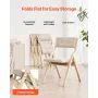 Wooden Folding Chairs with Cushion, Set of 4, Portable Foldable Cushion Chair with Wooden Frame, Modern Padded Dining Chair for 