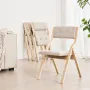 VEVOR Wooden Folding Chairs with Cushion, Set of 4, Portable Foldable Cushion Chair with Wooden Frame, Modern Padded Dining Chai