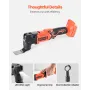 VEVOR Cordless Oscillerende Værktøj, 20V Multitool Oscillerende Værktøj med 6 variable hastigheder 8500 - 17000 OPM, 3,2°