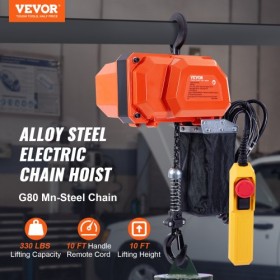 Electric Chain Hoist Single Phase Crane Hoist 330 lbs Load 10 ft Løft