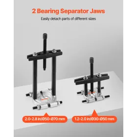 VEVOR Bearing Puller Kit, 14-Piece 5 Ton Capacity Bearing Separator, Pinion Wheel Bearing Removal Kit with 50 mm and 70 mm Jaws,