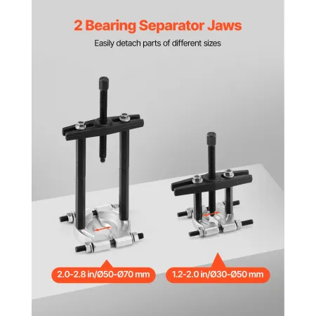 VEVOR lejetrækkersæt, 14-dele 5 tons kapacitet lejeseparator, tandhjulslejeafmonteringssæt med 50 mm og 70 mm kæber,