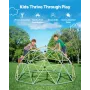 Climbing Dome, 305cm Geometric Dome Climber, 453kg Loading Jungle Gym Playground with 2 Basketballs & Octopus Net, Easy-Assembly