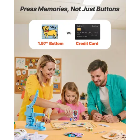 Button Maker Machine, 50 x 50 mm Square, Plastic Pin Maker with Tinplate Front Shells, Plastic Back Covers, Magnetic Backings an