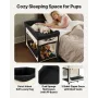 Elevated Lounge Pet Bed, Foldable Bunk Dog Bed with 600D Oxford Cloth and Dutch Velvet, Portable Raised Cot with Wheels, Side St