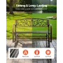 Outdoor Bench, 127 cm, Carbon Steel Metal Frame with Cast Iron Backrest and Round Edge Armrests, Weatherproof Outside Glider Ben