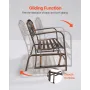 Outdoor Bench, 127 cm, Carbon Steel Metal Frame with Cast Iron Backrest and Round Edge Armrests, Weatherproof Outside Glider Ben