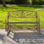 Outdoor Bench, 127 cm, Carbon Steel Metal Frame with Cast Iron Backrest and Round Edge Armrests, Weatherproof Outside Glider Ben