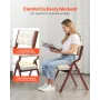 Wooden Folding Chairs with Cushion, Set of 2, Portable Foldable Cushion Chair with Wooden Frame, Modern Padded Dining Chair for 